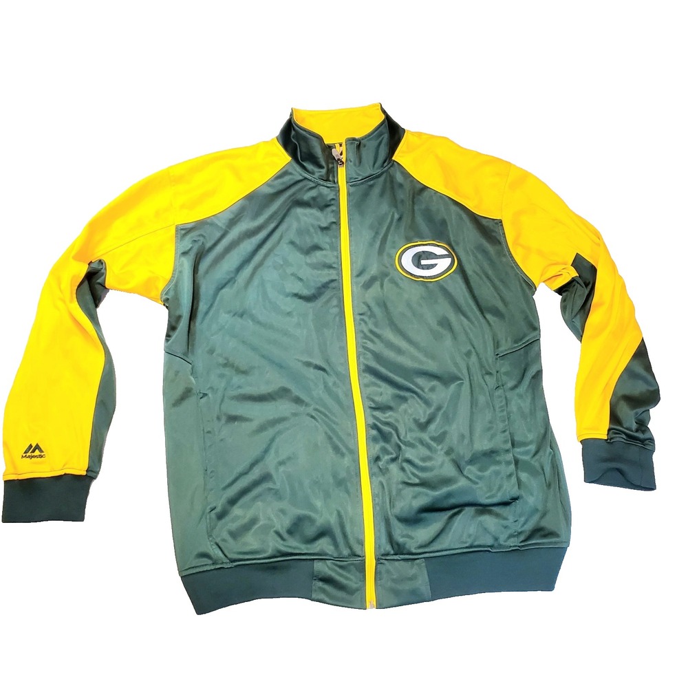 Green Bay Packers Majestic Full Zip Jacket Men's Green‎ 2XL NFL, retro style